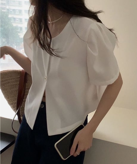double button blouse(half sleeve)/3color(ネコポス)