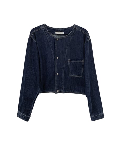 [OUTLET]no collar denim jacket/2color