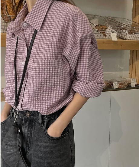 gingham check daily shirt/2color