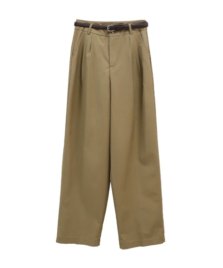 tuck wide slacks & belt/3color