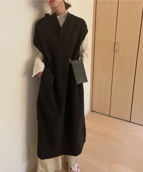 Key neck long dress/3color