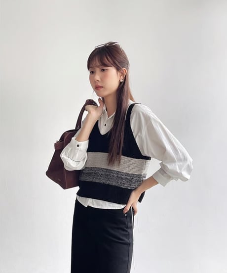 color block knit tops/2color(ネコポス)