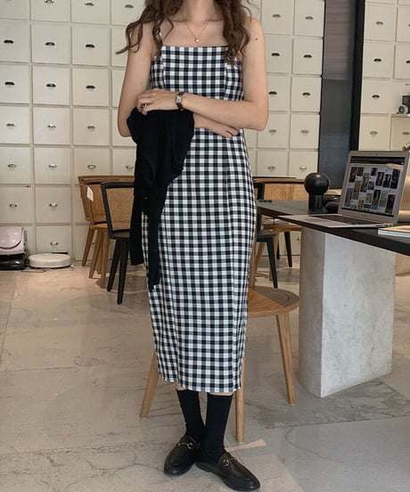 check camisole dress/2color
