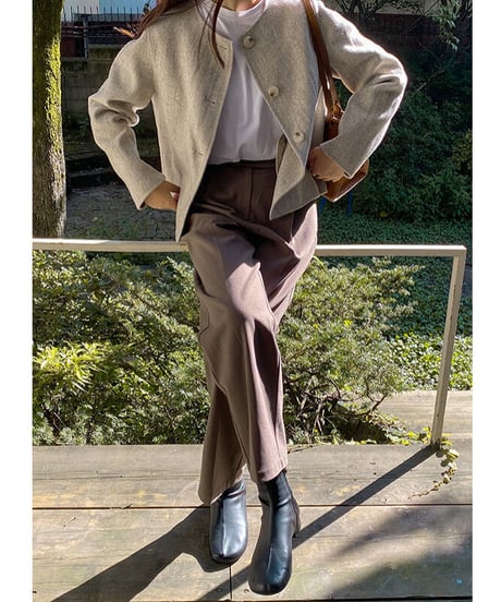 no collar short jacket 【Wool 100%】