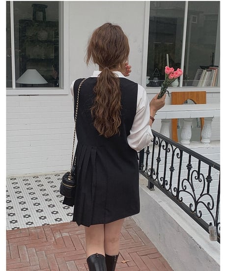 asymmetry vest one-piece/2color