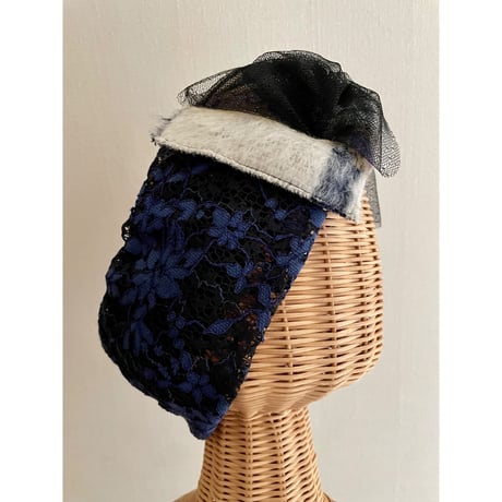 【一点物】fur ribbon/Navy