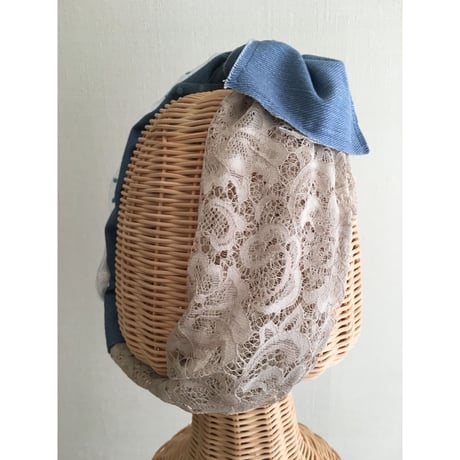 【一点物】Denim  ribbon /Blue
