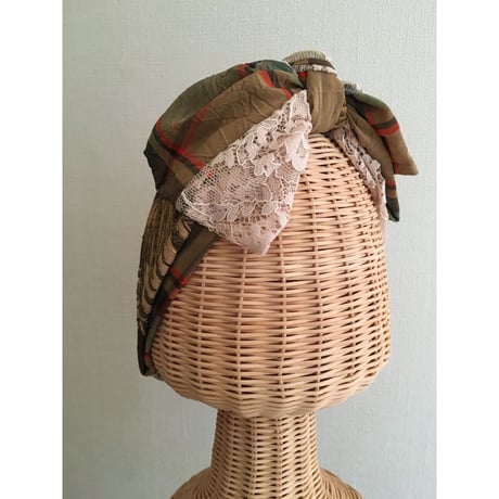 【チェックシリーズ】Plaid Lace Ribbon/Beige