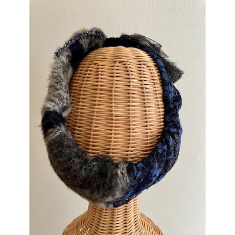 【一点物】fur ribbon/Navy