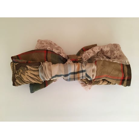 【チェックシリーズ】Plaid Lace Ribbon/Beige