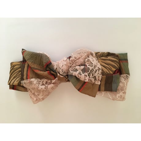 【チェックシリーズ】Plaid Lace Ribbon/Beige