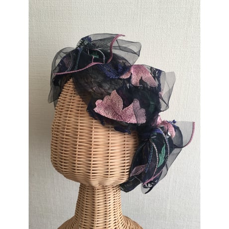 【刺繍シリーズ】flower embroidery/Navy