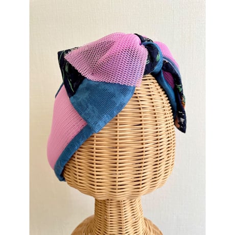 【一点物】mix ribbon turban/Pink