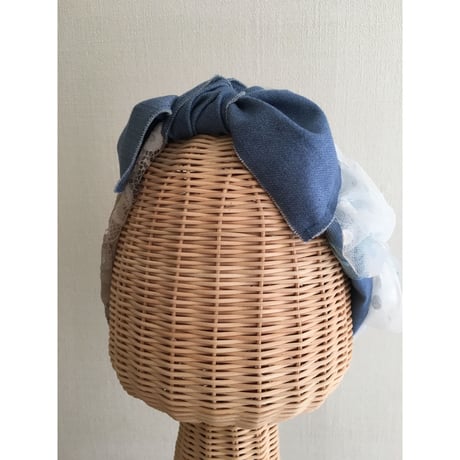 【一点物】Denim  ribbon /Blue