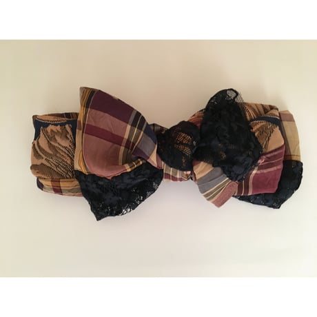 【チェックシリーズ】Plaid Lace Ribbon/Navy