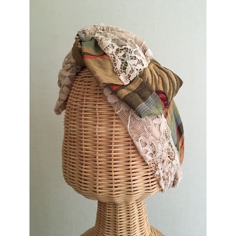 【チェックシリーズ】Plaid Lace Ribbon/Beige