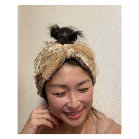 【レースシリーズ】flower ribbon/Beige