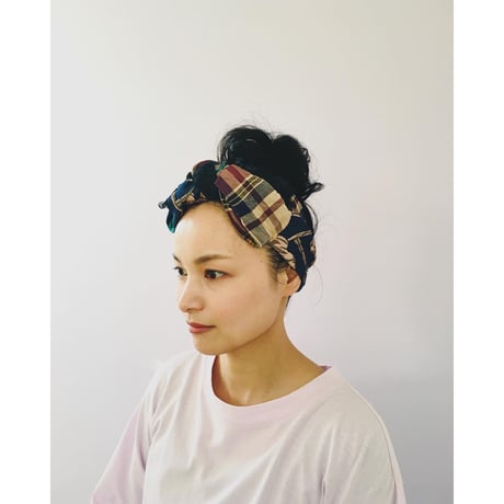 【チェックシリーズ】Plaid Lace Ribbon/Navy