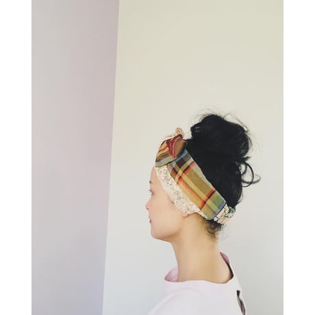【チェックシリーズ】Plaid Lace Ribbon/Beige