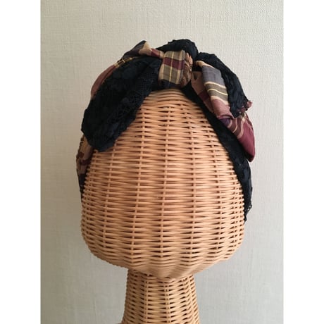 【チェックシリーズ】Plaid Lace Ribbon/Navy