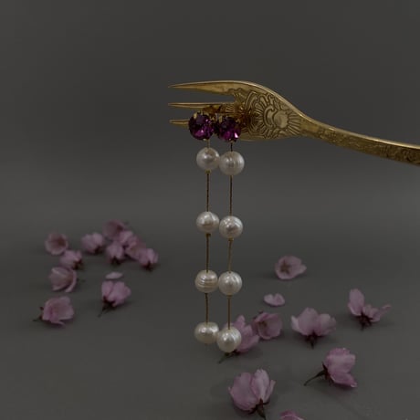 〈hyacinth〉glass stone × natural pearl