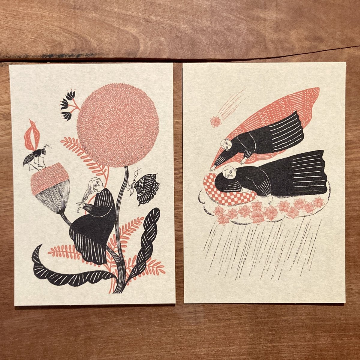 杉本さなえ | 雨のあと ＆ あめふりとはなふり ポストカード2枚セット