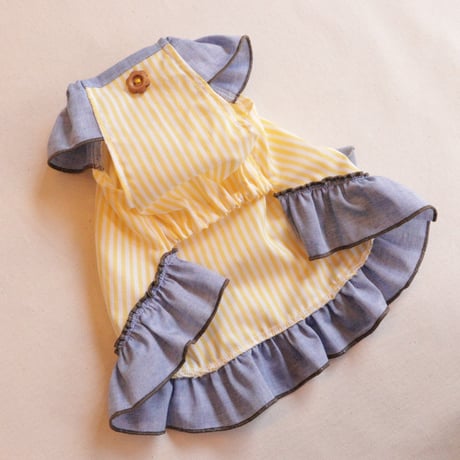 YellowのストライプとBlueのドレス♪