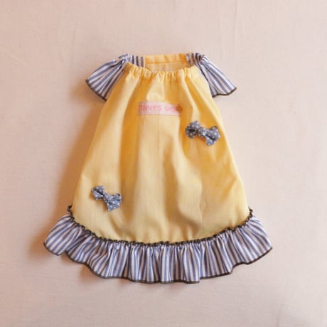 ♪YellowとBlueのストライプのチュニックドレス