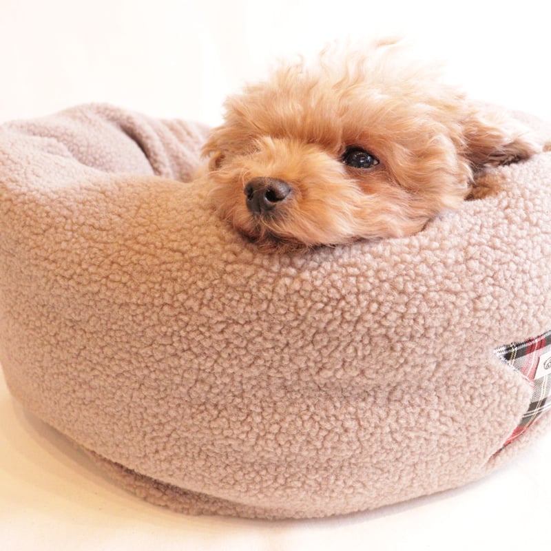 数量限定】アルパカボア×フリースのいぬつぼベッド（グレージュ