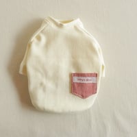 アイボリーとヒッコリーのリブニット（赤のヒッコリー）