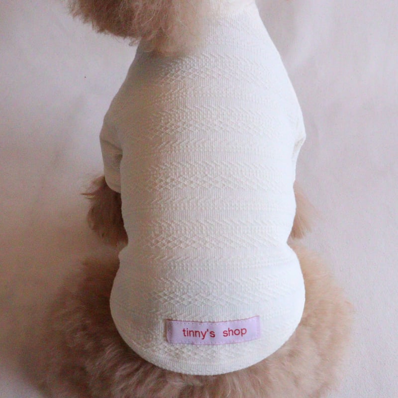 ハンドメイド　韓国キルトニット×韓国アラン風ニット　シンプルタンクトップ　犬服 ハンドメイド 韓国キルトニット×韓国アラン風ニット シンプル