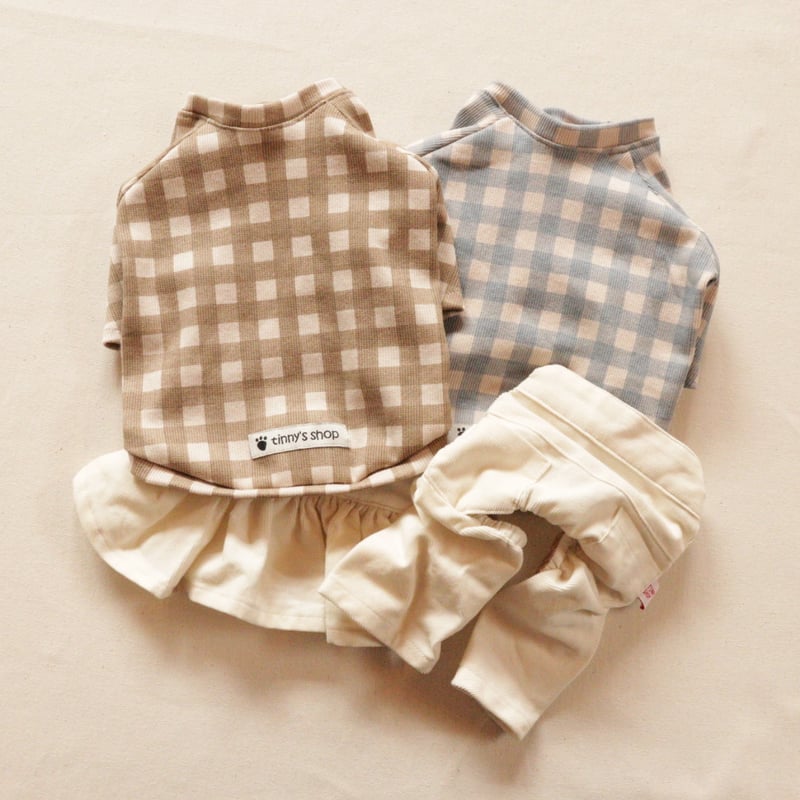 ブロックチェックニット（ブラウン） | tinny's shop