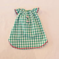 夏色ギンガムチェックのSummer vacationチュニック（グリーン）