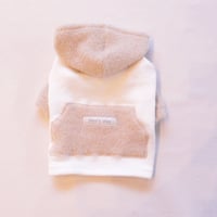 即納【サンプルSALE】もこもこパーカー（白×ベージュ）