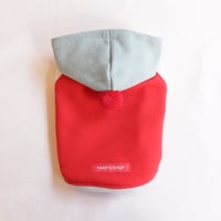 赤×水色の袖なしパーカー★