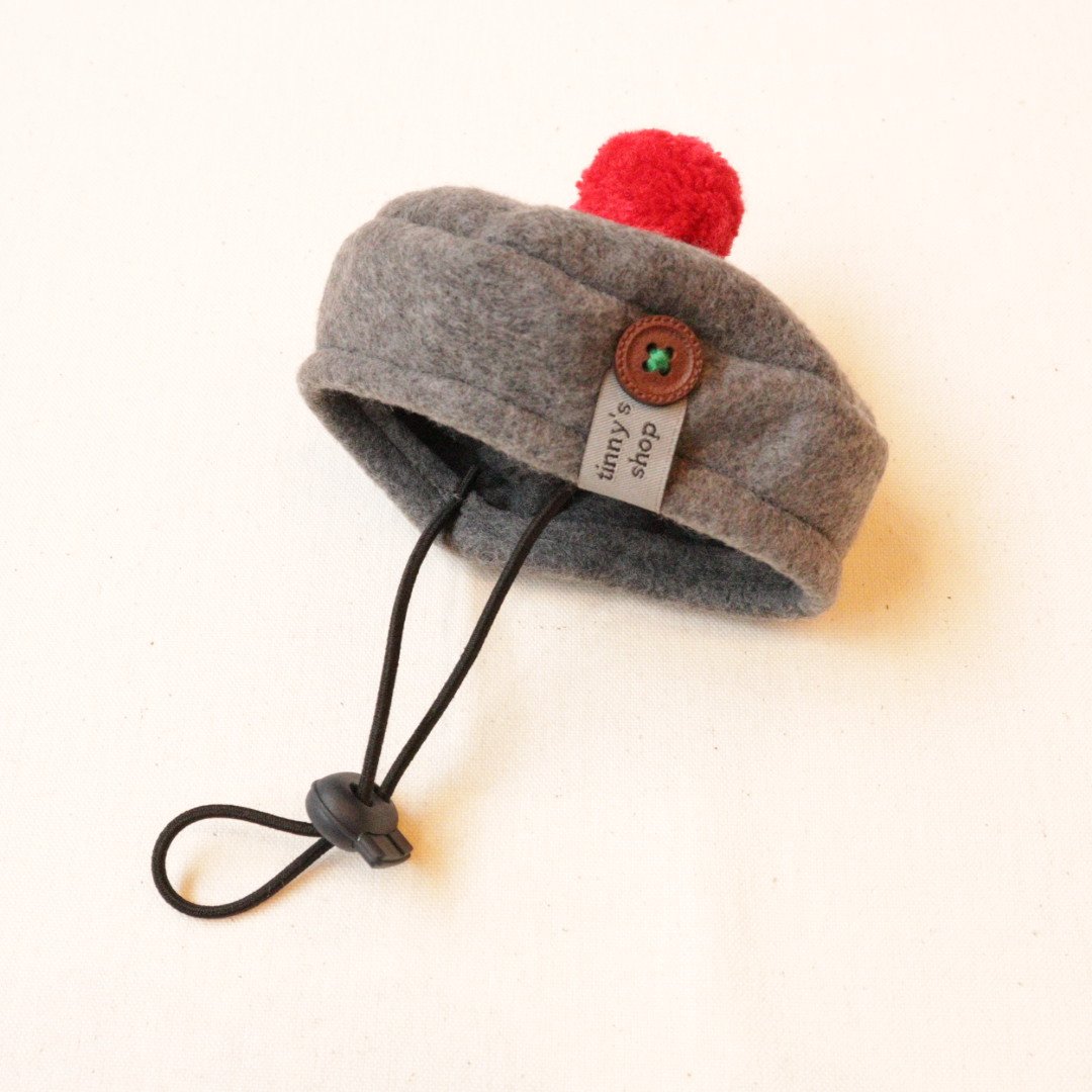 フリースベレー帽（グレー×赤） | tinny's shop