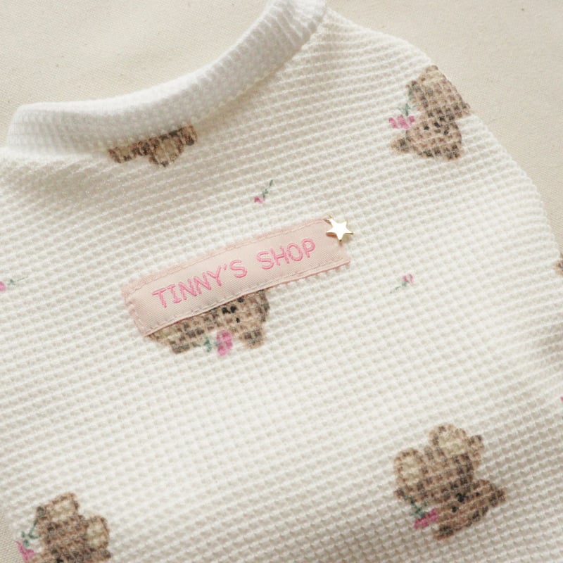 くまとお花のワッフルタンクトップ | tinny's shop