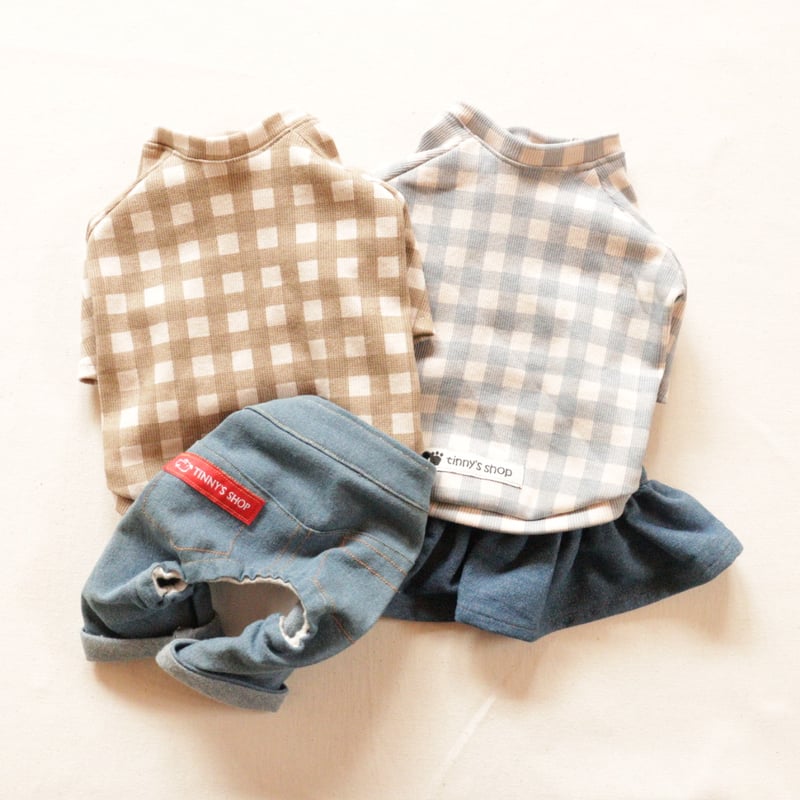 ブロックチェックニット（ブラウン） | tinny's shop