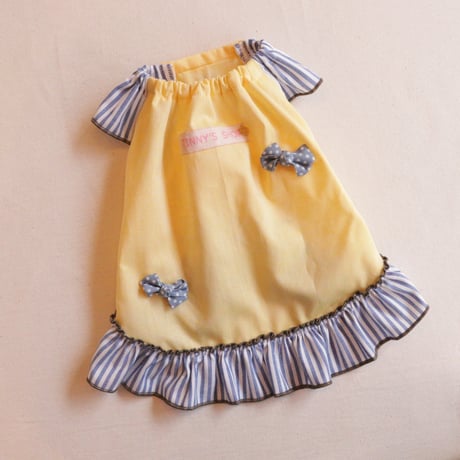 ♪YellowとBlueのストライプのチュニックドレス