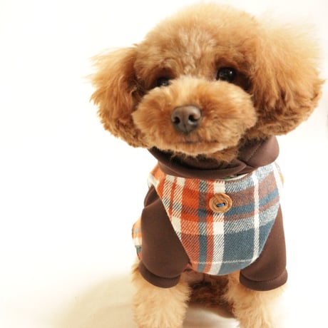 即納★【サンプルSALE】背開きベスト（赤チェック×白フリース）