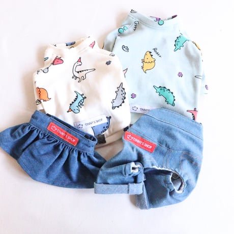 即納【サンプルSALE】恐竜Tシャツ（アイボリー）