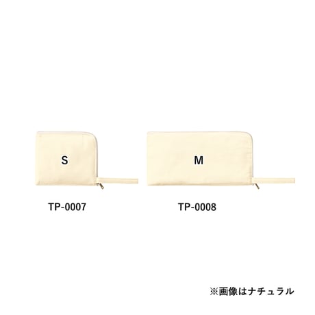 キャンバスL字ファスナーフラットポーチ（M） ナチュラル100個