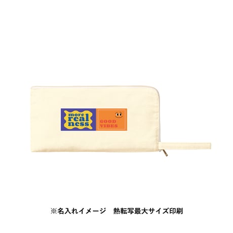 キャンバスL字ファスナーフラットポーチ（M） ナチュラル100個