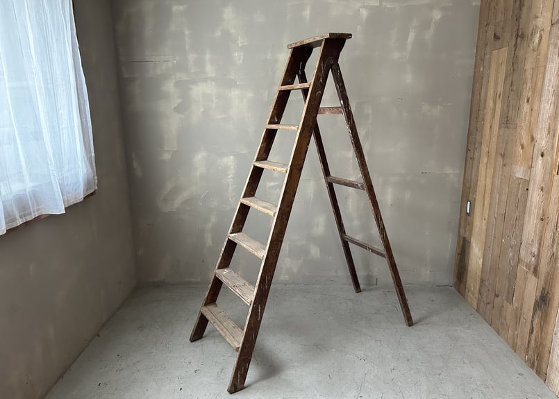 PAINTED Wood Step Ladder 木製脚立 S-802 | mumokutek