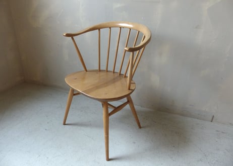 ✶ERCOL アーコール　スモーカーズ(カウホーン)チェア（フルメンテナンス）　S-448