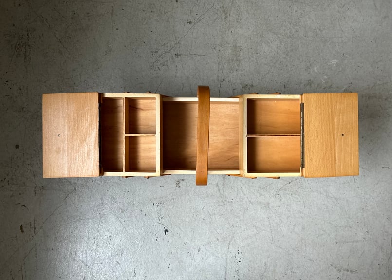 ヴィンテージ　ソーイングボックス　アメリカ製 北欧ヴィンテージ チークの3段ソーイングボックス - a n t e n n a