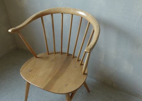 ✶ERCOL アーコール　スモーカーズ(カウホーン)チェア（フルメンテナンス）　S-448