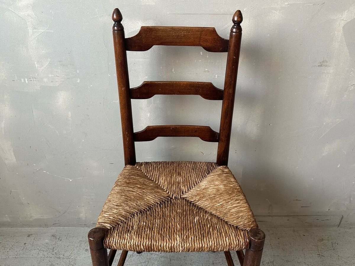 1970s イギリス チーク ラダーバックチェア 仕上済 ラダーバックラッシュシートチェア S-747 | mumokuteki antique&repair