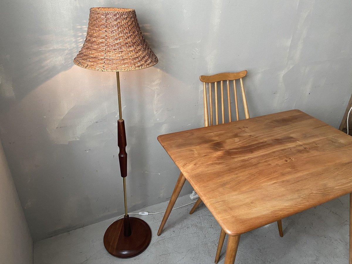 ✶チーク&ラタン フロアランプ S-419 | mumokuteki antique&repair ✶チーク&ラタン フロアランプ S-419 | mumokuteki antique&repair