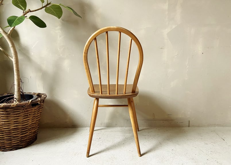 ERCOLフープバックチェア アーコールのフープバックチェア（4本・カスタード色・ハの字脚）(ear